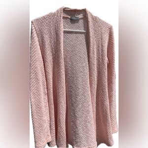 Market & Spruce Small Pink Chevron Knit Open Cardigan Sweater Womens